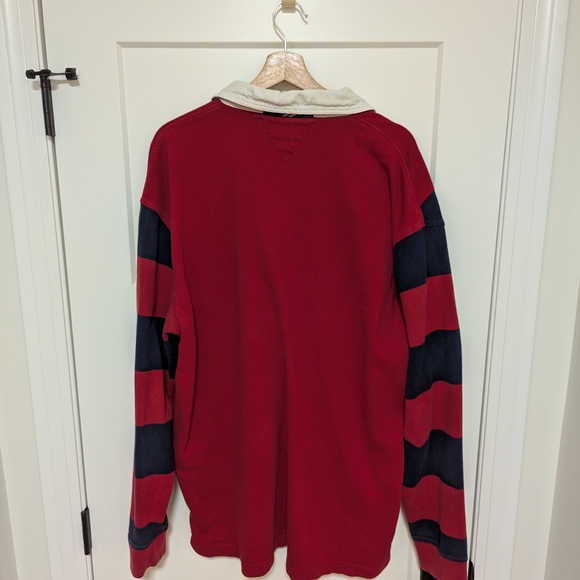 Men's Red and Black Striped Rugby Shirt - Picture 6 of 9